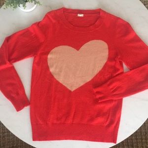 J. Crew Factory Heart Crewneck Sweater
